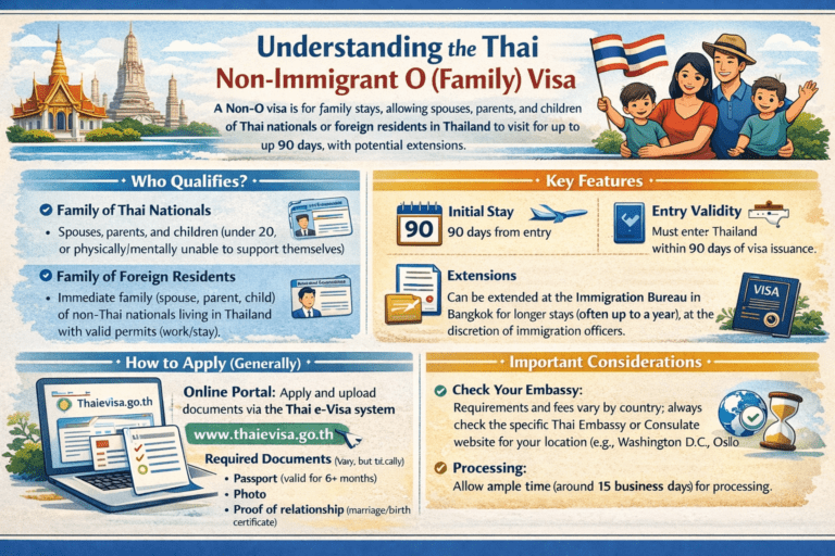A Thai Non-Immigrant O (Non-O) visa is for family stays