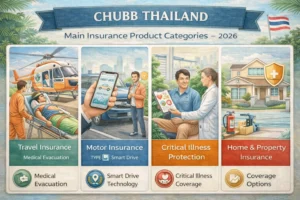 Chubb Thailand comprehensive insurance products including travel, motor Type 1, critical illness, and home protection coverage