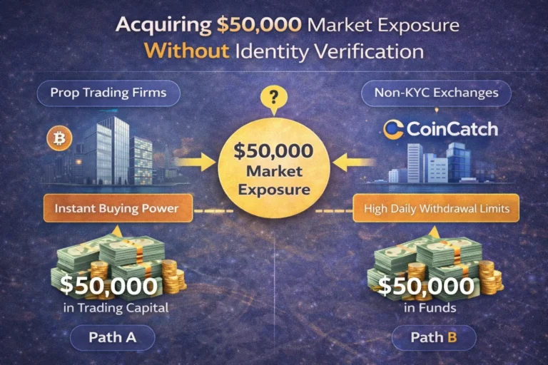 Graph showing instant funding process for $50k trading account on no-kyc crypto exchange platform