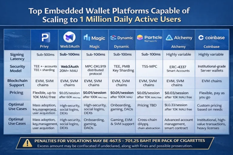 Embedded wallet platform comparison: Privy vs Web3Auth vs Magic DAU scalability