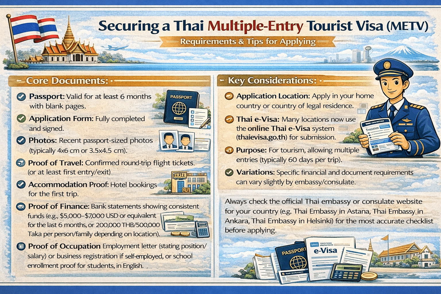 For a Thai Multiple-Entry Tourist Visa (METV)