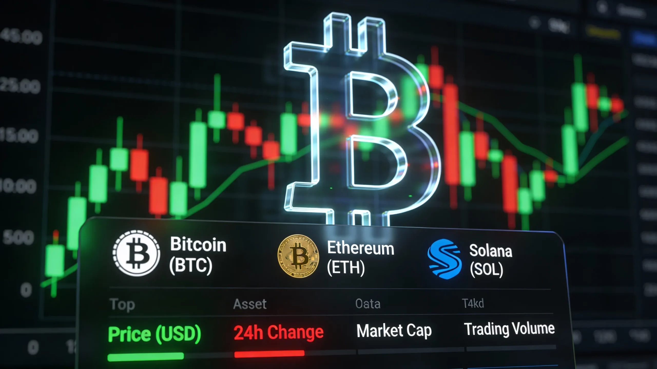 Real-time dashboard showing live cryptocurrency prices, Bitcoin and Ethereum charts, and market capitalization data