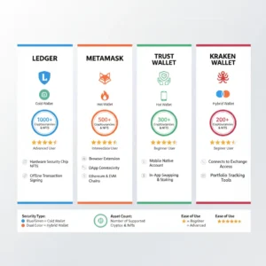 Comparison chart: Best secure crypto wallets 2026 ranked by security and features