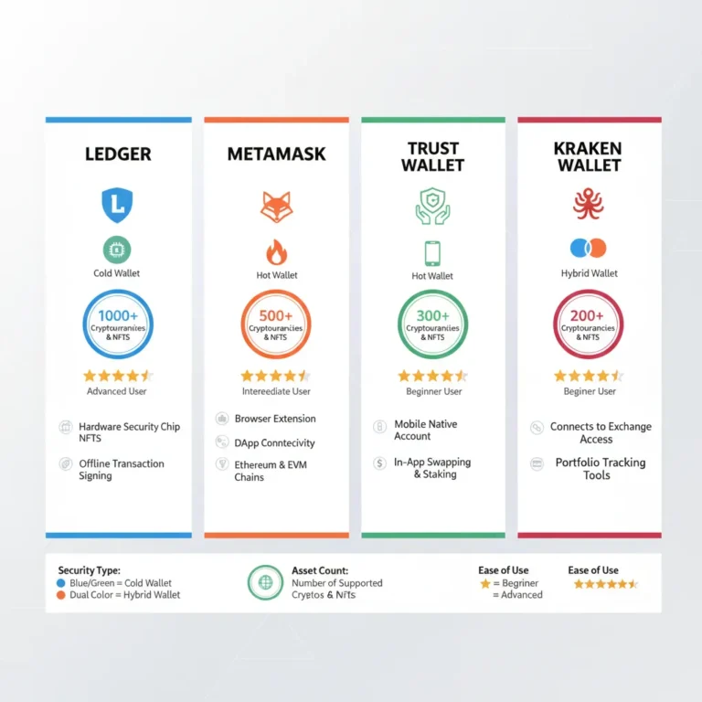 Comparison chart: Best secure crypto wallets 2026 ranked by security and features
