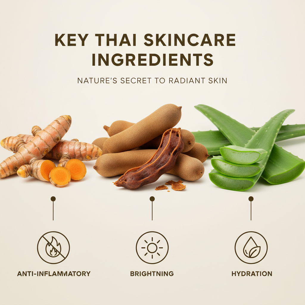 Key natural ingredients in Thai skincare: Turmeric, Tamarind, and Aloe Vera