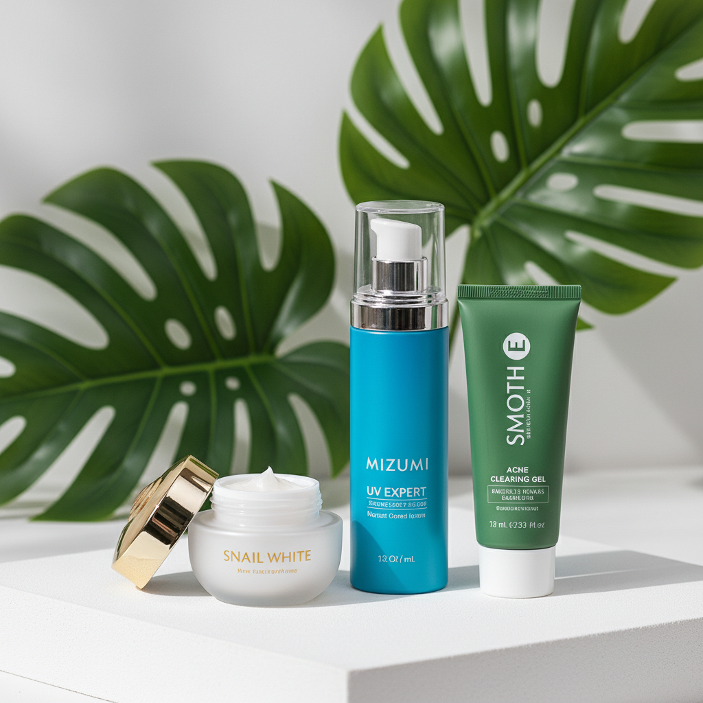 Collection of best skin care products in thailand including Snail White and MizuMi