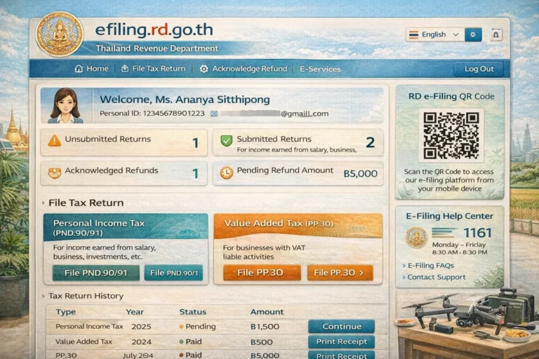 rd.go.th English guide with e-filing button translations