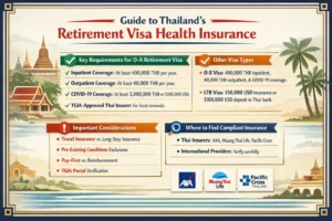 Retired couple enjoying Thailand - health insurance required for non-immigrant O-A visa retirement in 2026