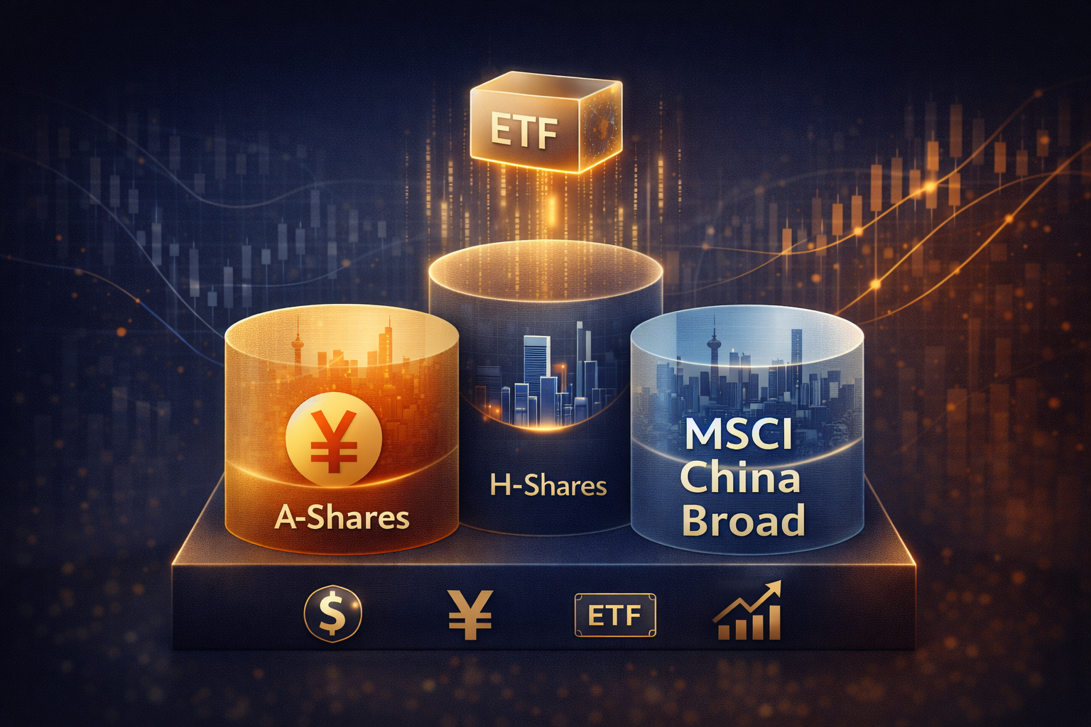 Visual comparison of MSCI China index variants showing A-shares, H-shares, and broad market exposure for ETF investors