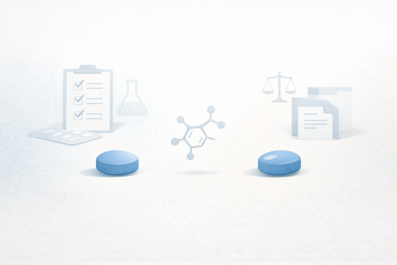 Medical illustration comparing brand-name Viagra and generic sildenafil (Sidegra) in Thailand, showing regulatory and formulation differences without promotional elements
