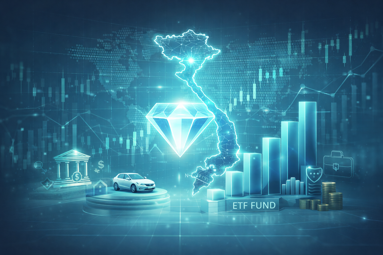 VN Diamond and Vietnam equity ETFs comparison chart with major Vietnam stock holdings